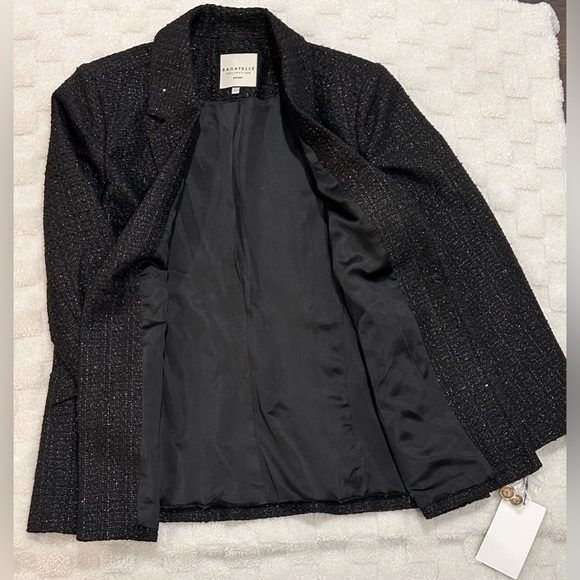 Bagatelle Black Metallic Tweed One-Button Blazer. - Picture 5 of 9